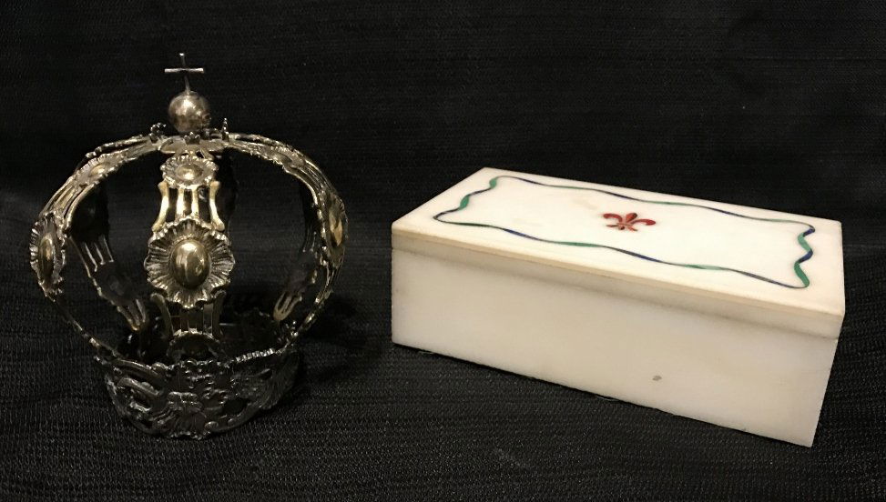 Box lot-Silver and brass crown and marble box (1 of 8)