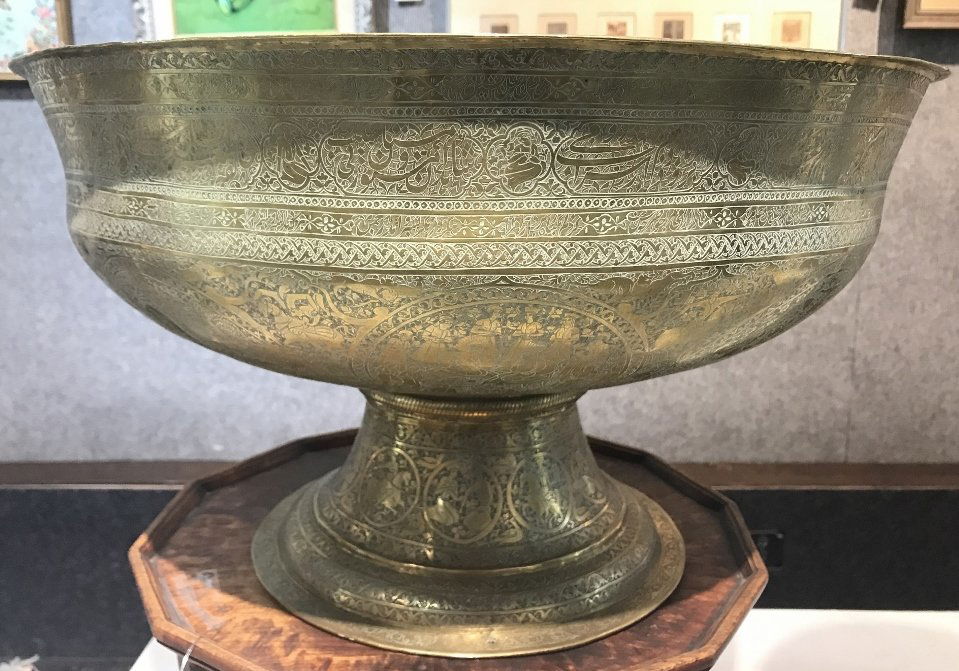 Large engraved Persian centerbowl (1 of 9)