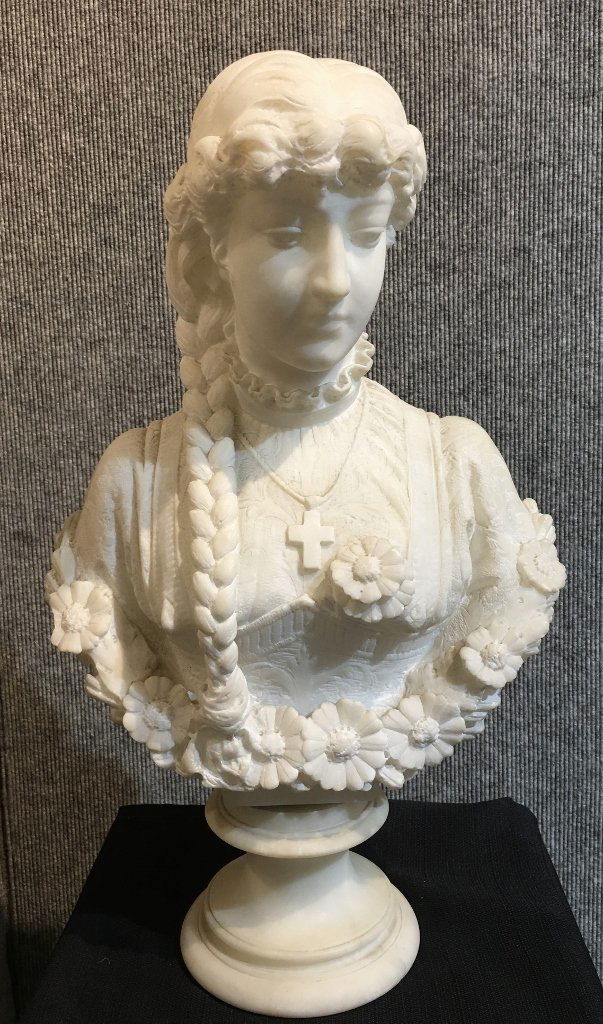 Alabaster bust of woman  by Cesare Lapina c.1880 (1 of 9)