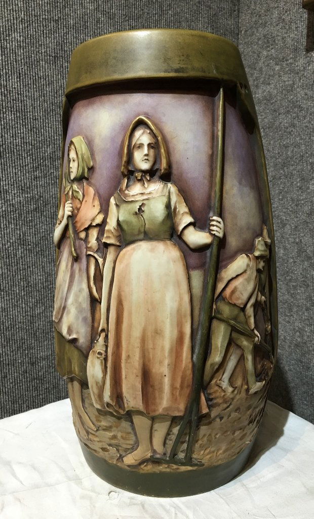 Teplitz Amphora tall vase, c.1900, 17.5"high. (1 of 10)