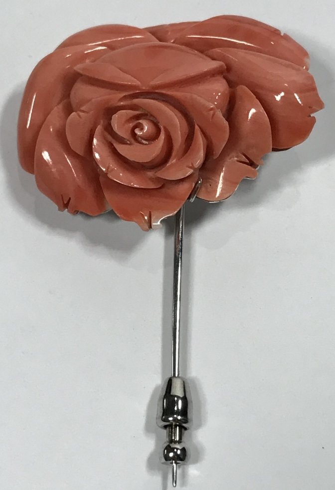 18k white gold coral flower stick pin (1 of 5)
