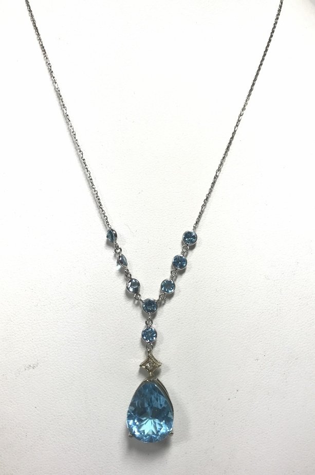 14k blue topaz and diamond necklace (1 of 5)