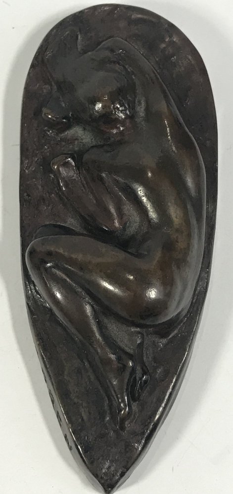 Bronze of nude by Constance Whitney Warren(American): Bronze of nude by Constance Whitney Warren(American 1888-1948).Marked with "Roman Bronze Works" as well.From the Gerald Peters gallery in NYC website:"Constance Whitney Warren, a sculptor of horses an