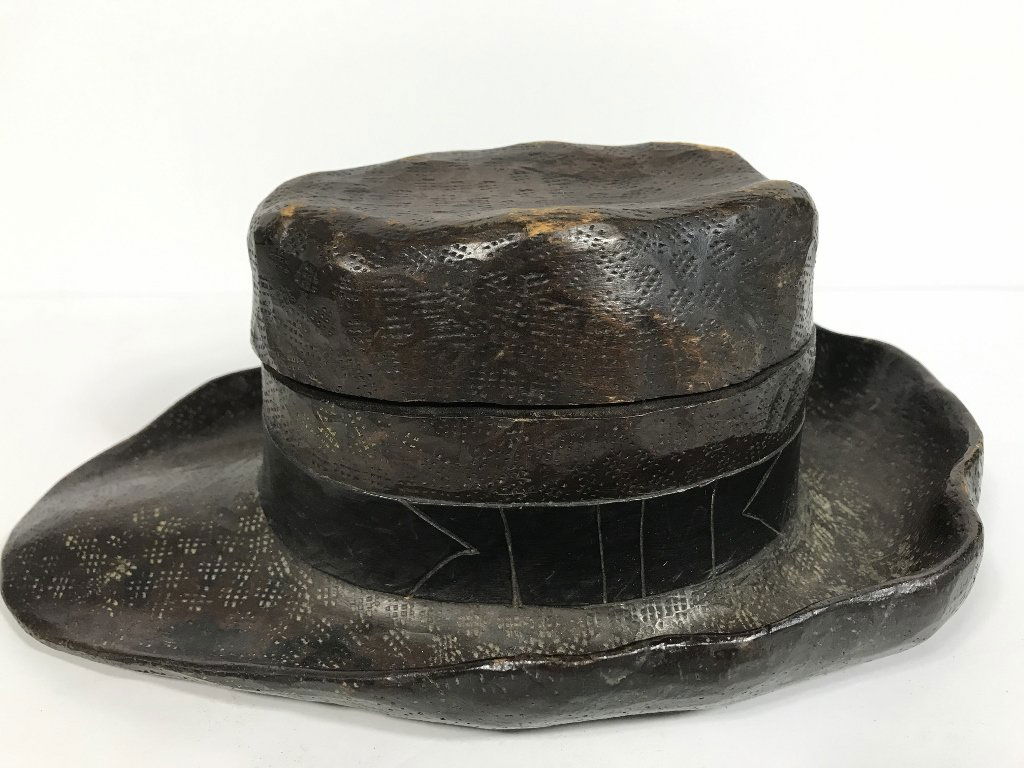 Man's hat shaped wood inkwell, c.1880-1910 (1 of 7)
