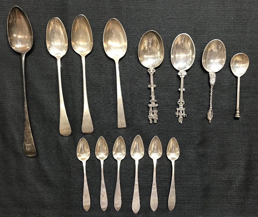 Miscellaneous silver spoons, 22.3 t. oz (1 of 10)