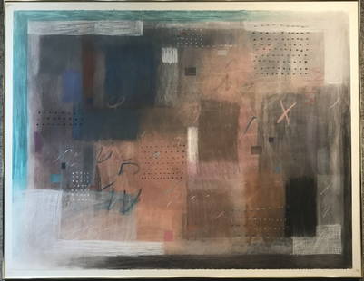 Abstract pastel by Sherry Schrut, circa 1975: Abstract pastel by Sherry Schrut, circa 1975. Pastel: 49.5"x 38" in a frame 53"x 41.5".Sherry Schrut, American artist. Recipient Purchase prize, Wayne State University, 1950, Jurors award, Long Beach