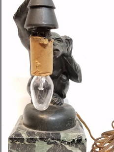 “Boubou” bronze monkey lamp by Max LeVerrier: “Boubou” bronze monkey lamp by Max LeVerrier. 3"x 6".