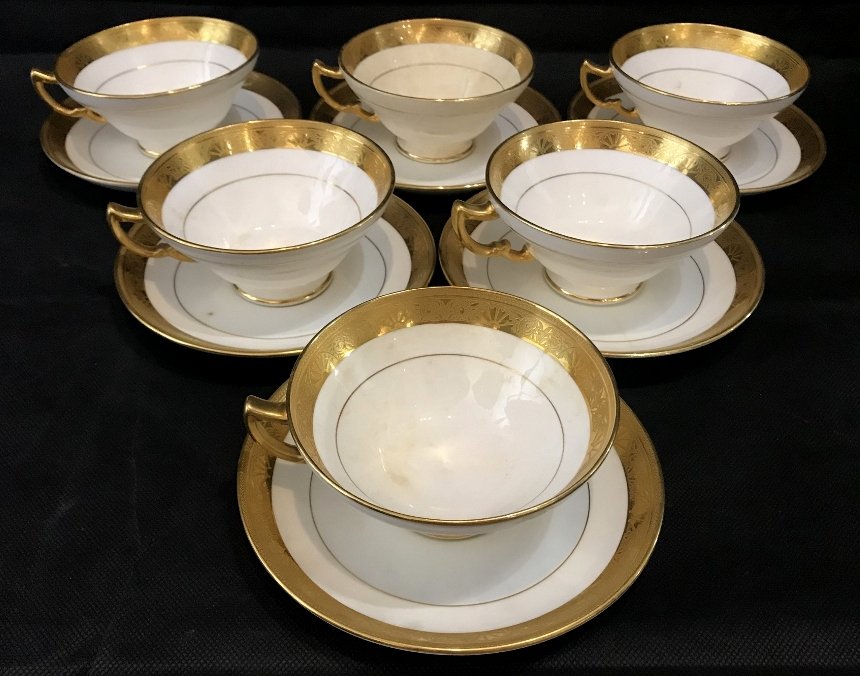 Set 6 Tiffany & Co Minton C&S, c.1900: Set 6 Tiffany & Co Minton cups and saucers, circa 1900.