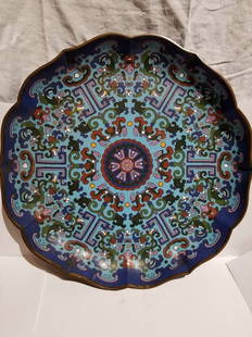 Large Chinese cloisonne charger, c.1900: Large Chinese cloisonne charger, c.1900. 15.5" dia and 2" high.From the Estate of Richard Fenn, NYC.