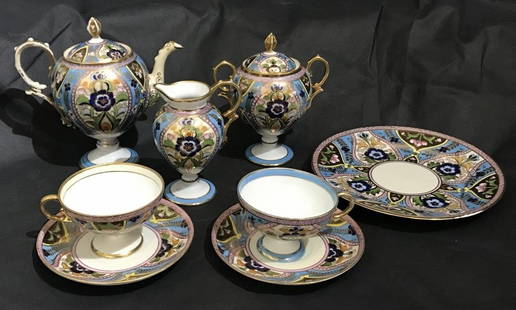 Noritake porcelain tea set, Russian design, c.1920: Noritake porcelain tea set, Russian design, c.1920