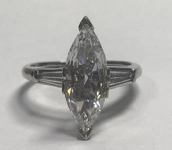 1.26 marquise diamond ring, E color, SI1-GIA, 2.4 dwts