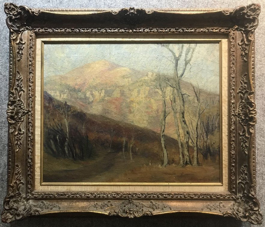 Painting of trees signed John Thomas Rovell, c.1930 (1 of 6)