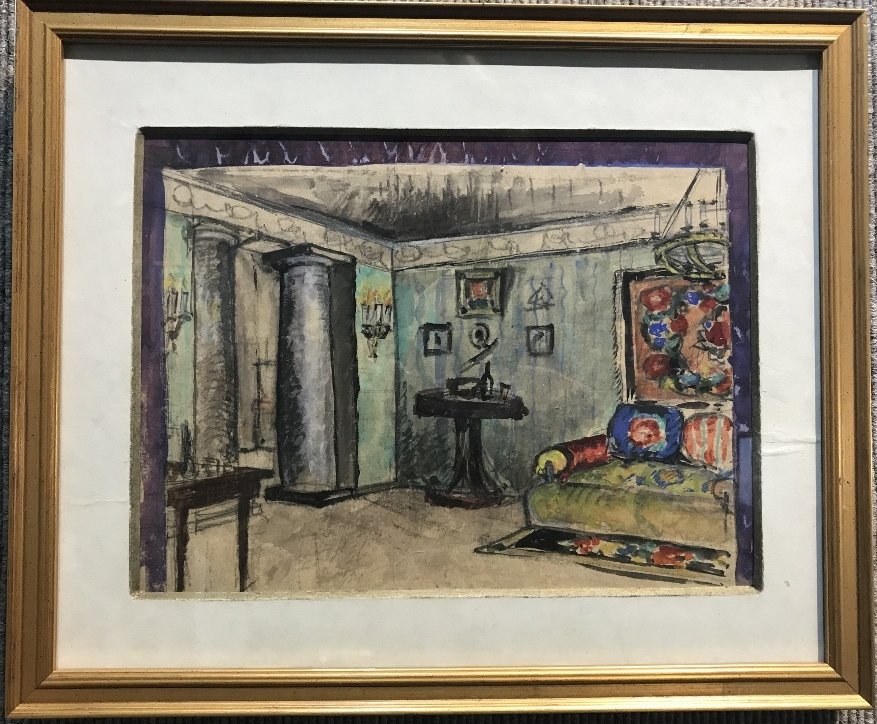 Gouache of room by Serge Sudeikin-Ambassador (1 of 8)