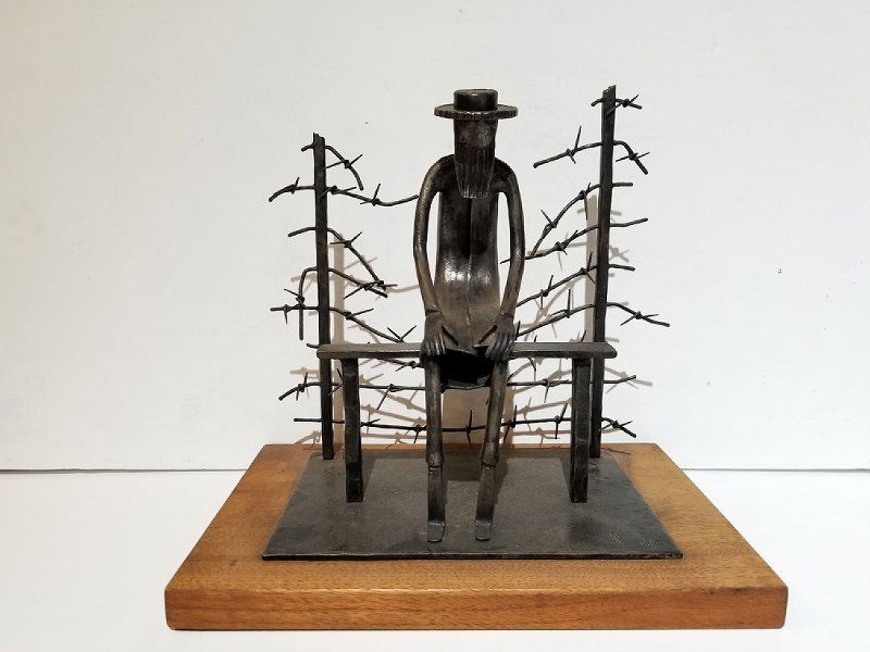 Holocaust theme bronze, signed:"HTS 1968". (1 of 3)