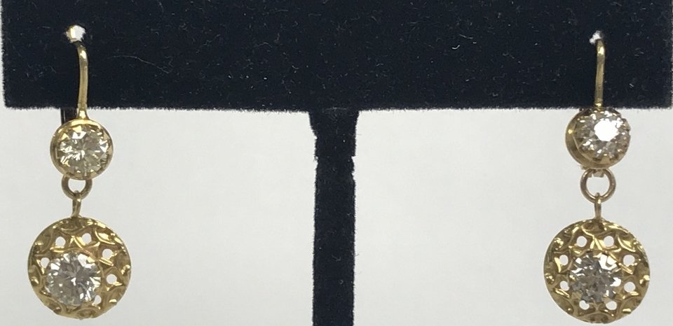 18k diamond drop earrings, c.1950 (1 of 6)