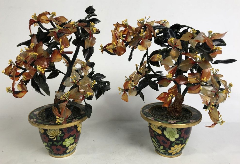 Two Chinese cloisonne jade trees (1 of 6)