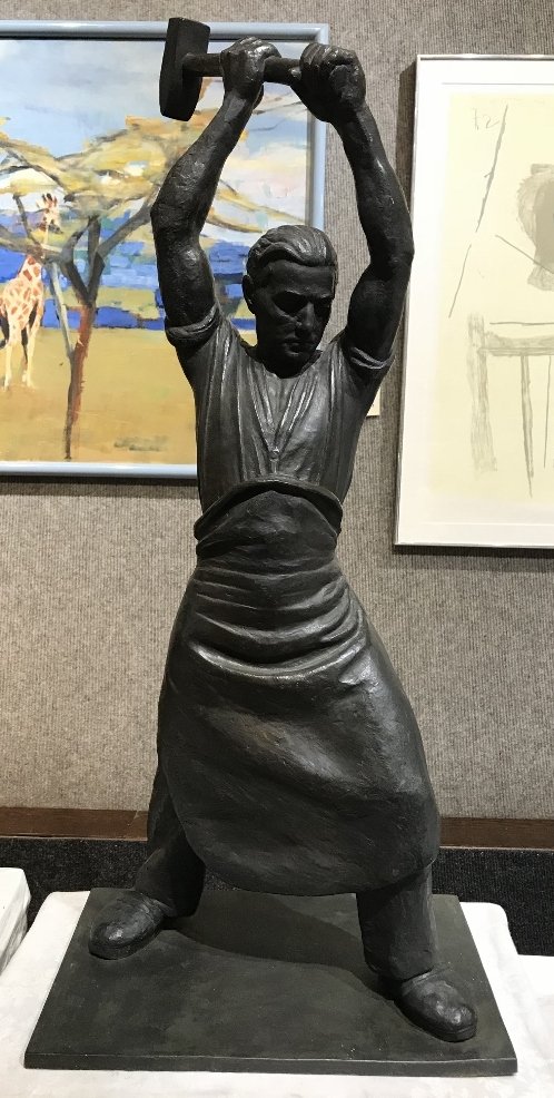 Bronze of blacksmith by Nicolaus Schmidt, c.1930: Bronze of blacksmith by Nicolaus Schmidt(German 1883-1954),c.1930. 10"x 14.75"x 33".(From 1st dibs):"Schmidt was German, his counterparts in America, Great Britain, Italy and other nations were depict