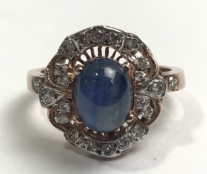 14k diamond and natural star sapphire ring, 3.4 dwts (1 of 5)