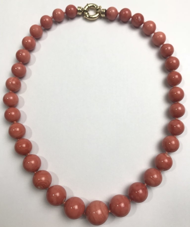 14k coral necklace, GIA report no dye (1 of 8)