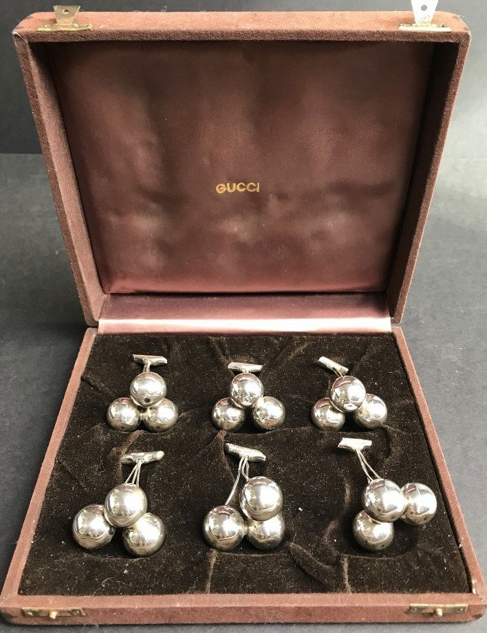 Six Gucci sterling place holders in box,3.5 t.oz (1 of 7)