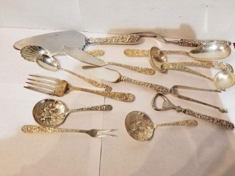 15 Kirk Sterling Repousse serving pieces,16.3 t.oz (1 of 1)