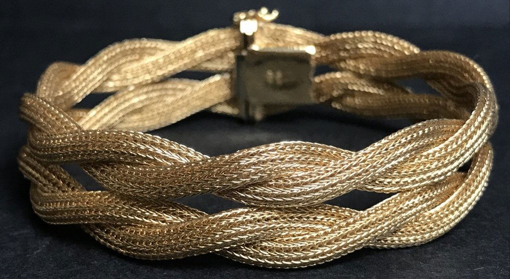 18k "woven" gold bracelet, Italian marks, 19.4 dwts (1 of 5)
