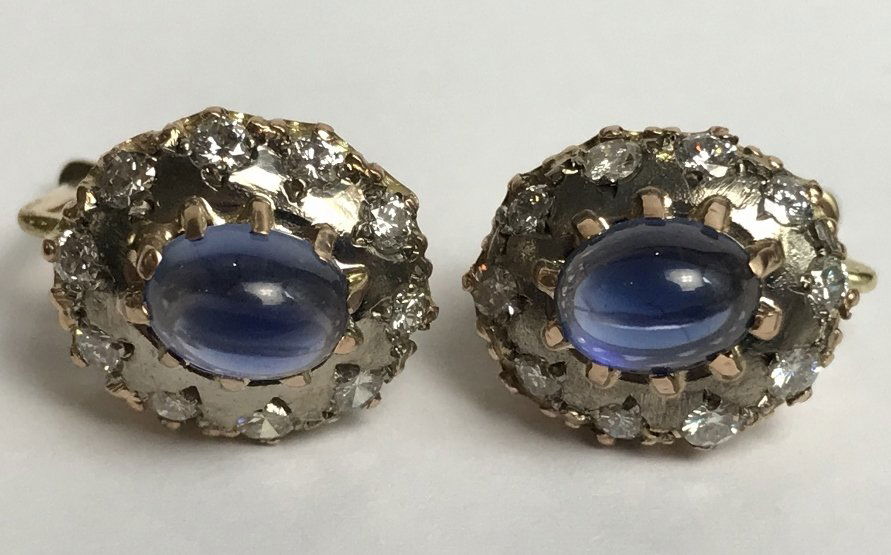 14k Russian, diamond and sapphire earrings (1 of 8)