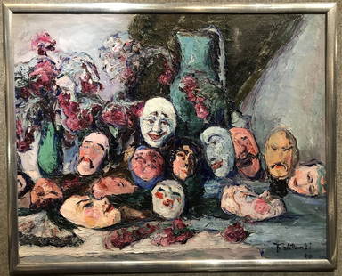 Painting by Wlodzimierz Terlikowski, Les Masques, 1920.: Painting by Wlodzimierz Terlikowski, Les Masques,dated 1920. This work sold in Sotheby's London, October 22nd in 2003 (lot 124). It has been in the collection of an American family in New Jersey since