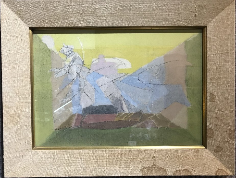 Tempera on board painting by Jacques Villon, 1950: Tempera on board painting by Jacques Villon, 1950.Estate of Anne Rubin Klein, NYC.14" x 21" in a frame 21" x 28".Jacques Villon (July 31, 1875 Â– June 9, 1963), also known as Gaston Duchamp, was a