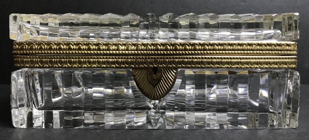 Glass and gilt metal box, c.1900: Glass and gilt metal box,circa 1900. Approximate 8.5" W * 3.5" H.
