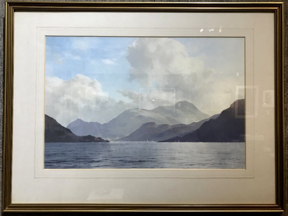 Watercolor of sail boats by D.Rothwell Bailey: Watercolor of sail boats by D.Rothwell Bailey. paint 20.5" x 13.5" in a frame 28.25" x 21.25"