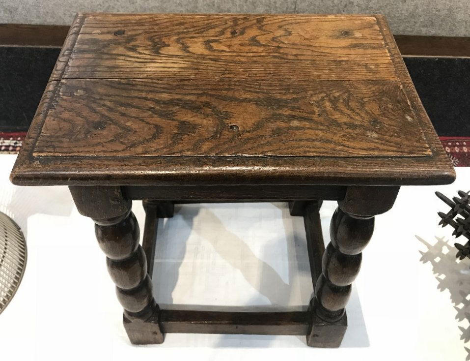 Early oak stool, handmade, 19th cen or earlier (1 of 8)
