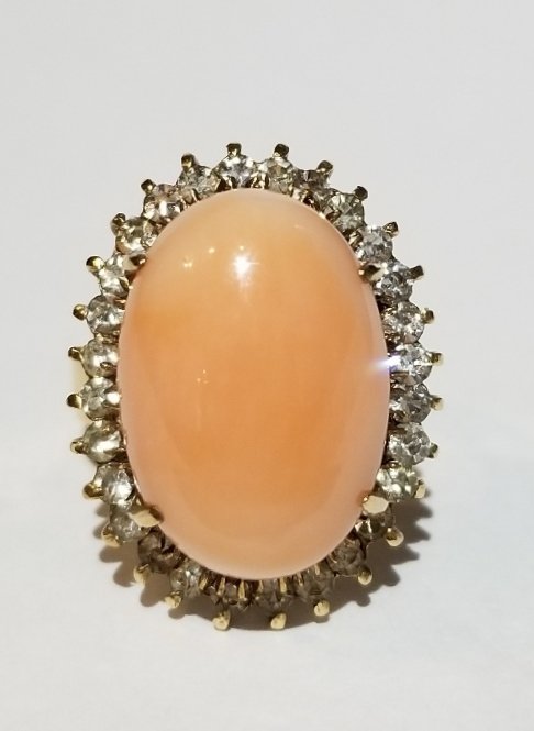 14k coral and diamond ring, circa 1965 (1 of 4)