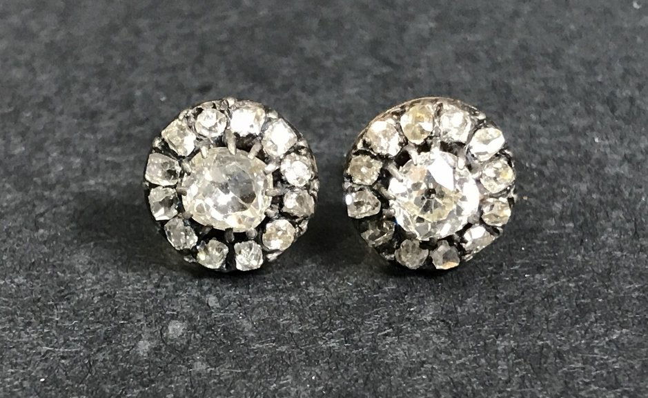 14k antique diamond stud earrings, 1.6 dwts (1 of 5)
