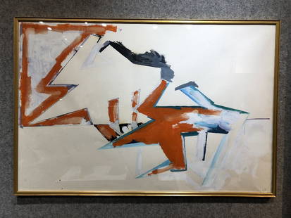 Large oil on paper, Dennis Ashbaugh, Orrin Riley: Large oil on paper, Dennis Ashbaugh, Orrin Riley 31.25" x 17" in a frame 48.5" x 32.7".(From Wiki):"Dennis John Ashbaugh (born 1946 in Red Oak, Iowa) is an internationally acclaimed American painter a