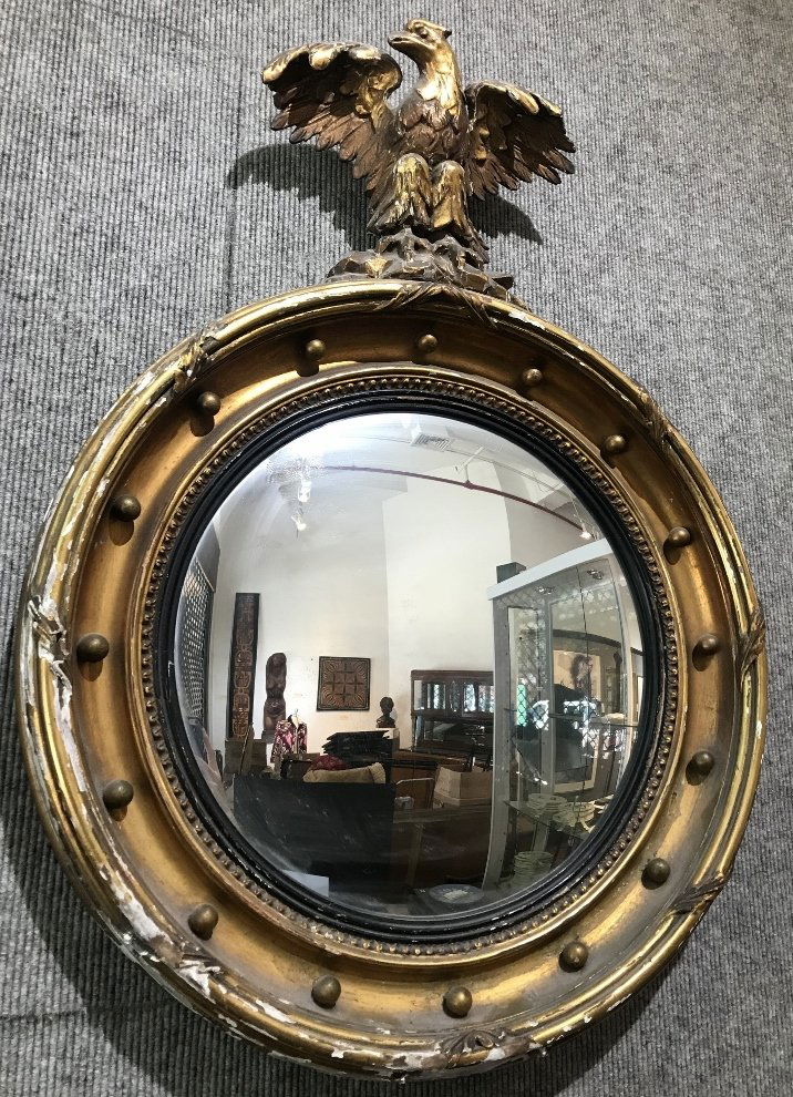 Convex mirror in gilt wood eagle frame (1 of 3)