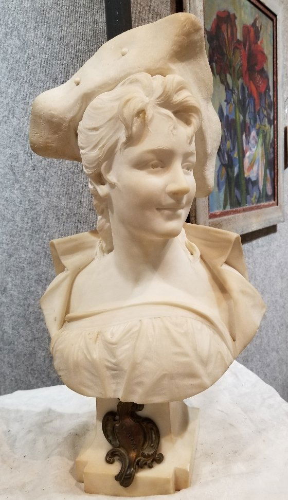 Marble bust of "Floreal" by Emile Pinedo (1 of 7)