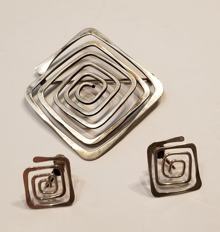 Ed Weiner silver pin and earrings, 0.8 t. oz (1 of 6)