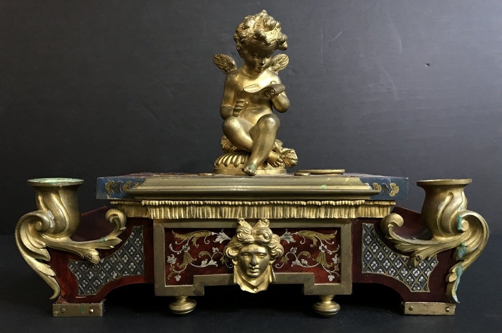 Louis XV style gilt bronze inkwell, c1900 (1 of 8)