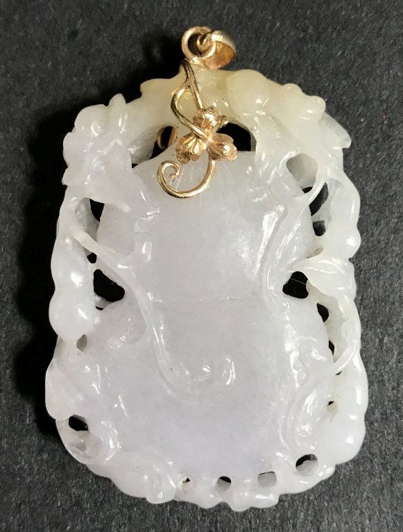 14k Chinese lavender jade pendant, circa 1965 (1 of 9)