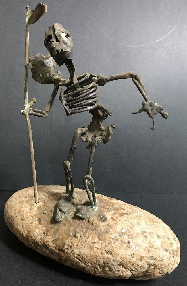 Xavier Gonzales sterling skeleton sculp w/ brass flag (1 of 7)