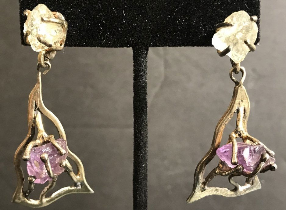 Modernist silver earrings by Arthur King, 11.8 dwts (1 of 7)