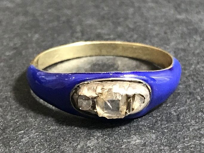 Russian 14k gold ring with diamonds, 19th century (1 of 7)