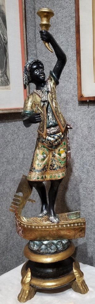 19th cent carved painted Blackamoor (1 of 14)