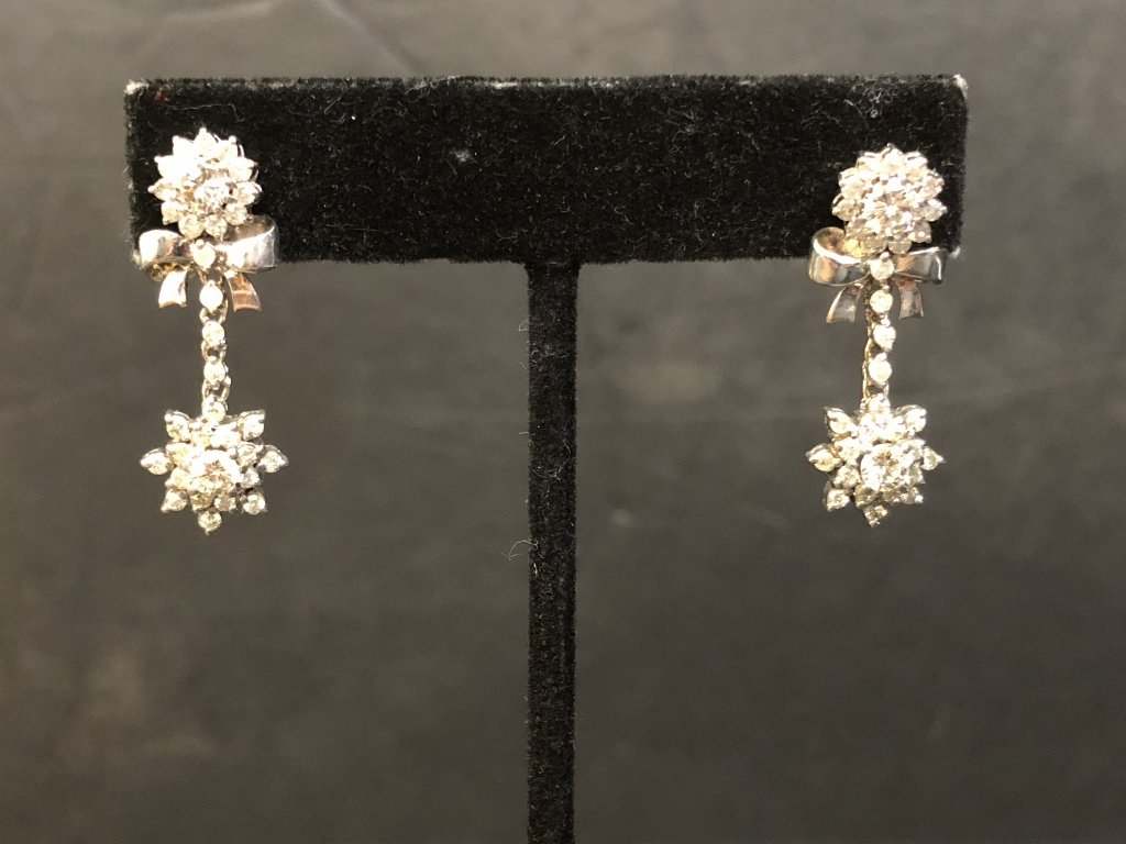 14k diamond dangling flower earrings, 4.7 dwts (1 of 5)