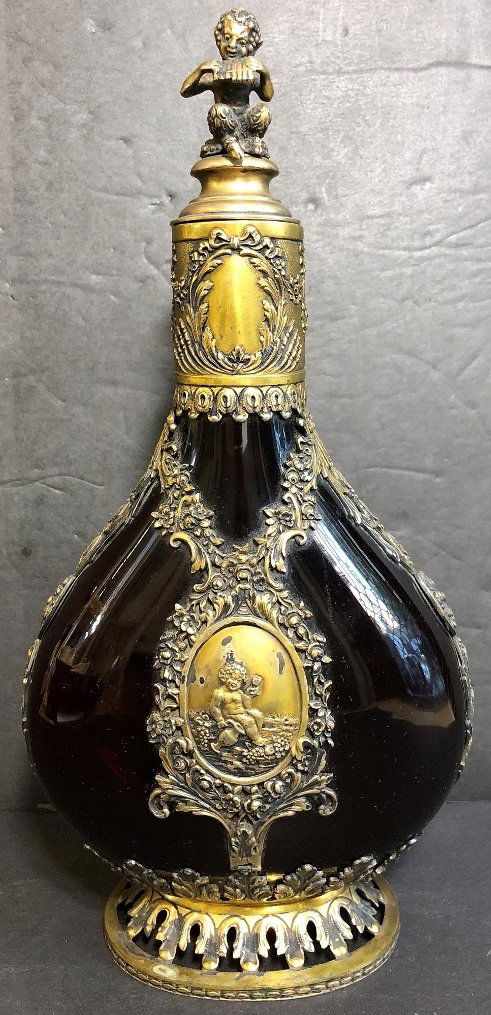 800 gilt silver bottle over red glass, c.1900 (1 of 12)