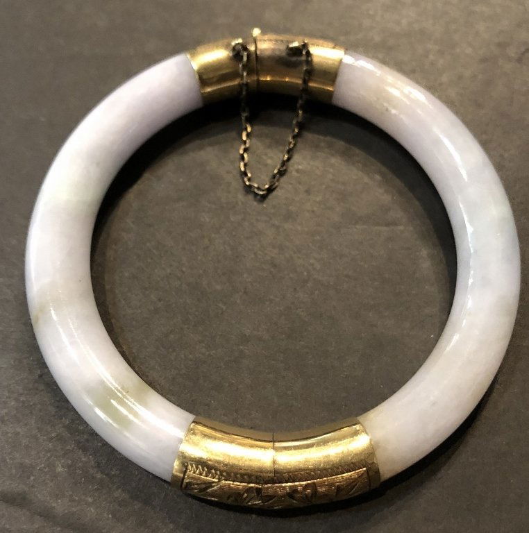 14k and jade bangle bracelet, circa 1965 (1 of 6)