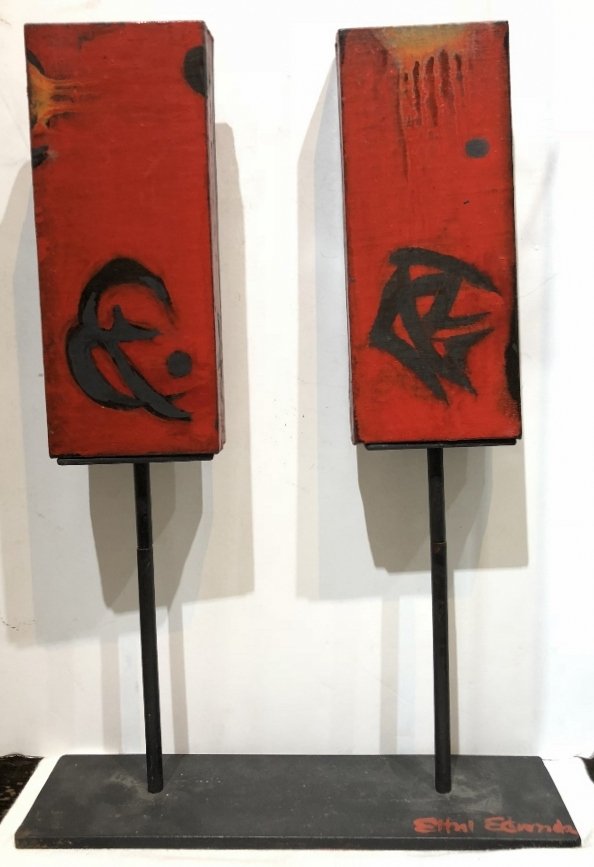 Ethel Edwards sculpture, two red boxes, c.1970 (1 of 10)