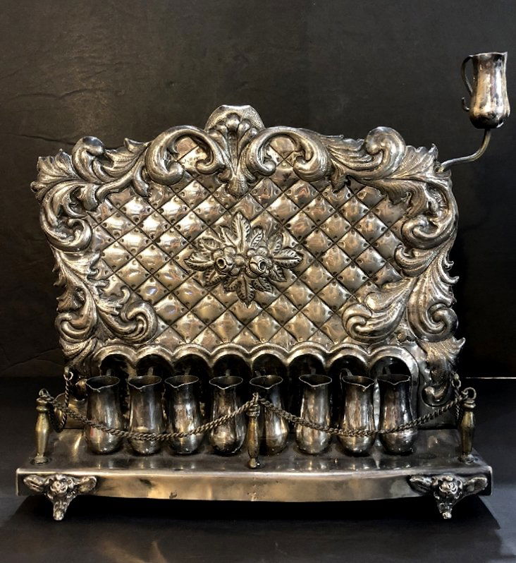 Silver Menorah or Hanukkah lamp, Russian marks (1 of 6)