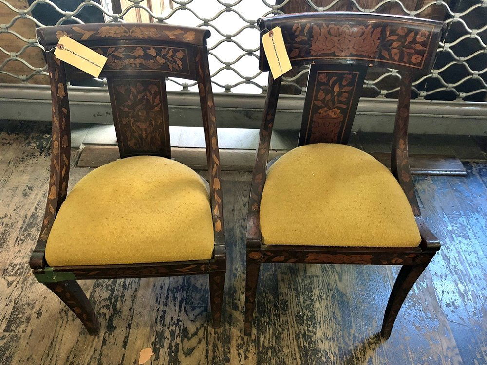Pair of Dutch marquetry side chairs (1 of 3)